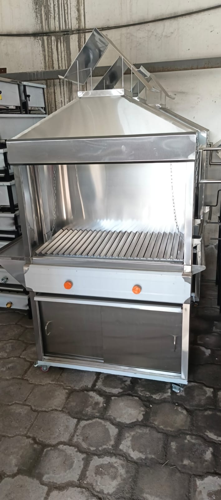 Commercial Stainless Steel Grill with Integrated Exhaust Hood