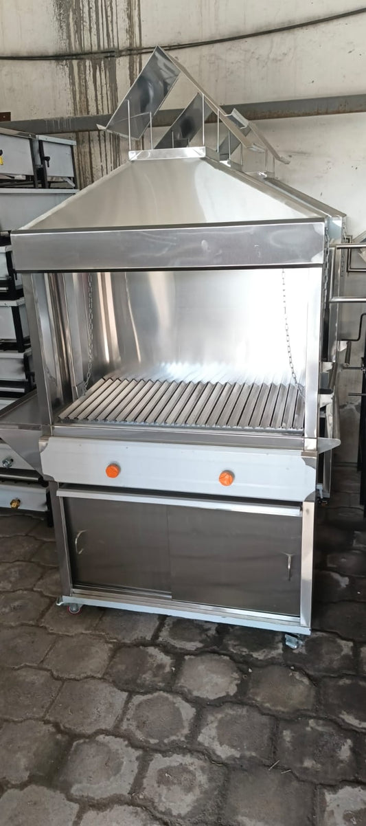 Commercial Stainless Steel Grill with Integrated Exhaust Hood